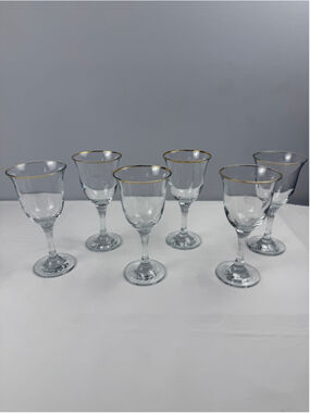 Circleware Desire Clear Gold Rim Collection Wine Glasses Drinkware Set of 6